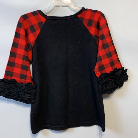 Buffalo plaid child’s raglan with ruffles - Picture 4 of 4